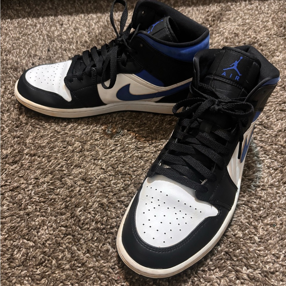 Air Jordan 1 Mid Men's Sneakers Size 10.5 White/Black/Racer Blue